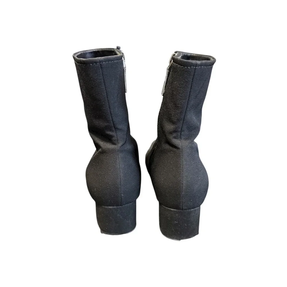 Prada Black Fabric Block‎ Heel Ankle Boots Women's Size 38.5/8.5